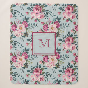 Grandmillennial Dusty Rose Floral Benutzerdefinier Sherpadecke