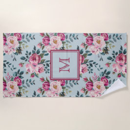 Grandmillennial Dusty Rose Floral Benutzerdefinier Strandtuch