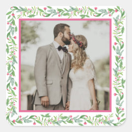 Grandmillennial Evergreen Swag | Foto Quadratischer Aufkleber