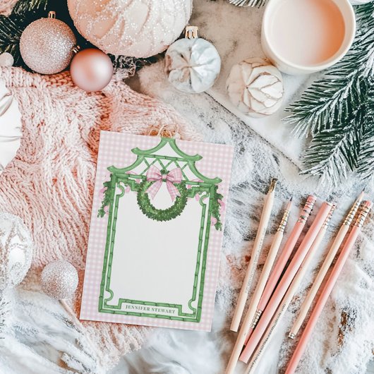 Grandmillennial Evergreen Swag mit Monogram Post-it Klebezettel