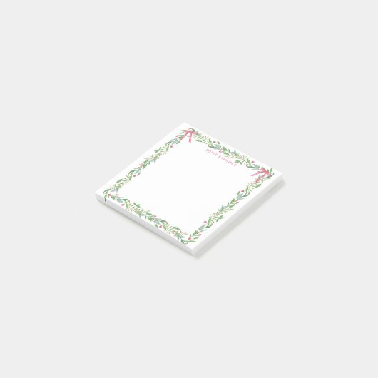 Grandmillennial Evergreen Swag mit Monogram Post-it Klebezettel (angewinkelt)