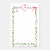 Grandmillennial Evergreen Swag mit Monogram Post-it Klebezettel (Vorderseite)