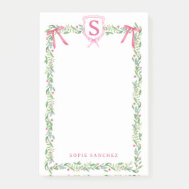 Grandmillennial Evergreen Swag mit Monogram Post-it Klebezettel