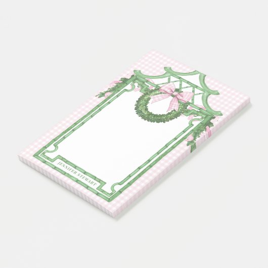 Grandmillennial Evergreen Swag mit Monogram Post-it Klebezettel (angewinkelt)