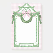 Grandmillennial Evergreen Swag mit Monogram Post-it Klebezettel (Vorderseite)