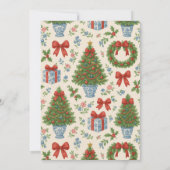 Grandmillennial Floral Pine Trees Bow Holiday Card (Rückseite)