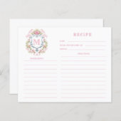 Grandmillennial Floral Wappen Monogramm Rezept Kar (Vorne/Hinten)