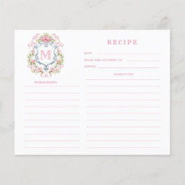 Grandmillennial Floral Wappen Monogramm Rezept Kar