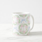 Grandmillennial Floral Wreaths Gingham Bows Tasse (VorderseiteRechts)