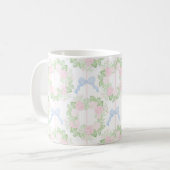 Grandmillennial Floral Wreaths Gingham Bows Tasse (Vorderseite Links)