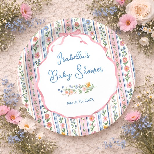Grandmillennial Florales Babyshower Pappteller