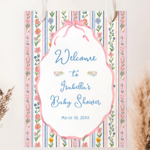 Grandmillennial Florales Babyshower Willkommen  Poster