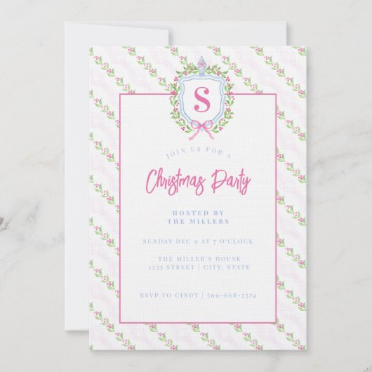 Grandmillennial Ginger Jar Wappen Monogram Einladung (Vorderseite)