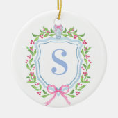 Grandmillennial Ginger Jar Wappen Monogram Keramik Ornament (Vorne)