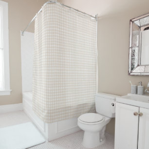 Grandmillennial Gingham - Cottagecore Beige Karo Duschvorhang