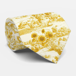 Grandmillennial-Goldsonnenblumen-Toile-Muster Krawatte