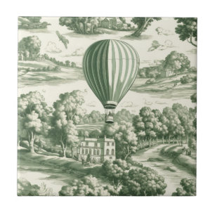 Grandmillennial-Grünes Französisches Toile-Muster Fliese