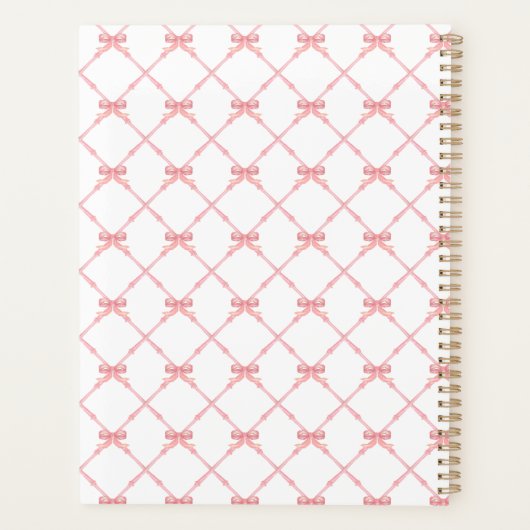 Grandmillennial Heart Wreath Monogram Bamboo & Bow Planer (Rückseite)