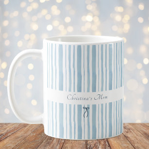 Grandmillennial Hellblaue Streifen Elegantes Cotta Kaffeetasse