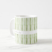 Grandmillennial Hellgrün gestreifte elegante Cotta Kaffeetasse (Vorderseite Links)
