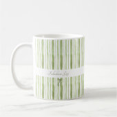 Grandmillennial Hellgrün gestreifte elegante Cotta Kaffeetasse (Links)