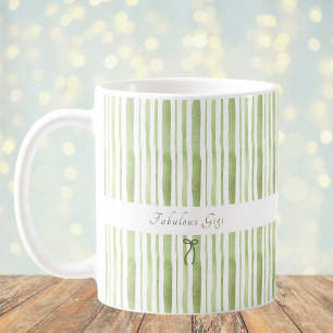 Grandmillennial Hellgrün gestreifte elegante Cotta Kaffeetasse