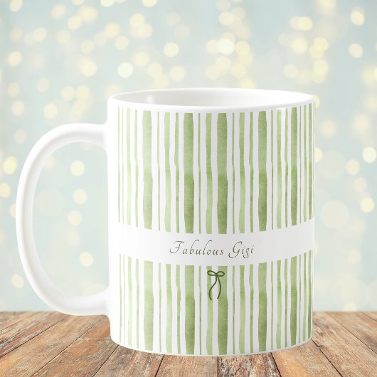 Grandmillennial Hellgrün gestreifte elegante Cotta Kaffeetasse