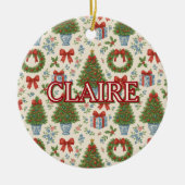 Grandmillennial Holiday Classic Elegante Bucht Keramik Ornament (Vorne)