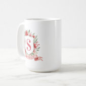 Grandmillennial Holiday Crest | Christmas Monogram Kaffeetasse (Vorderseite Links)