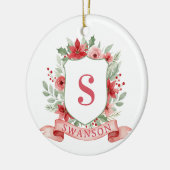 Grandmillennial Holiday Crest | Christmas Monogram Keramik Ornament (Links)