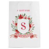 Grandmillennial Holiday Crest | Christmas Monogram Mittlere Geschenktüte (Rückseite)