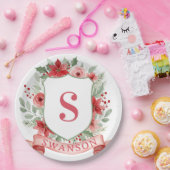 Grandmillennial Holiday Crest | Christmas Monogram Pappteller (Party)