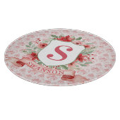 Grandmillennial Holiday Crest | Christmas Monogram Schneidebrett (Ecke)