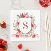 Grandmillennial Holiday Crest | Christmas Monogram Serviette (Beispiel)