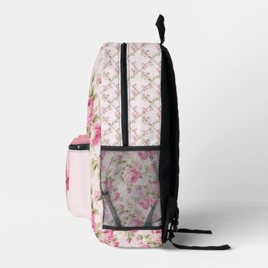 Grandmillennial Hütte Rose Pink Bow Backpack Bedruckter Rucksack (Rechts)