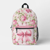 Grandmillennial Hütte Rose Pink Bow Backpack Bedruckter Rucksack (Vorderseite)
