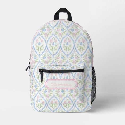 Grandmillennial Pastel Floral Bedruckter Rucksack (Vorderseite)