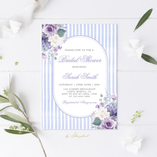 Grandmillennial Periwinkle Floral Brautparty Einladung