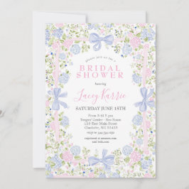 Grandmillennial Pink and Blue bridal shower invite Einladung