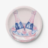 Grandmillennial Pink & Blue Champagne Pappteller (Vorderseite)