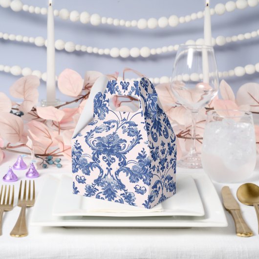Grandmillennial Pink & Blue Damask Geschenkschachtel (Hochzeit)