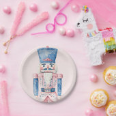 Grandmillennial Pink & Blue Damask Nutcracker Pappteller (Party)