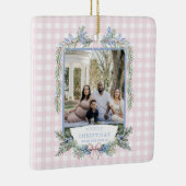 Grandmillennial Pink & Blue Holly Weihnachten Keramikornament (Rechts)