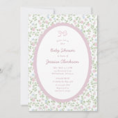 Grandmillennial Pink Bow Floral Baby Shower INVITE Ankündigung (Vorderseite)