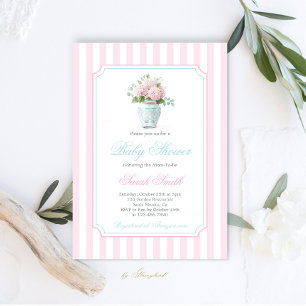 Grandmillennial Pink Ginger Jar Baby Shower Girl Einladung