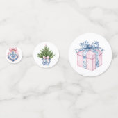 Grandmillennial Pink und Blue Damask Konfetti (Rückseiten)