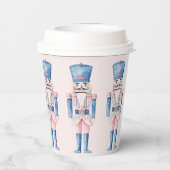 Grandmillennial Pink und Blue Holiday Nutcracker Pappbecher (Rückseite)