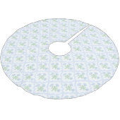 Grandmillennial Preppy Blue Hydrangeas Trellis Polyester Weihnachtsbaumdecke (Schrägansicht)