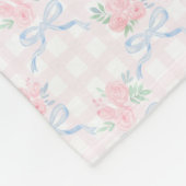 Grandmillennial Preppy Pink Bows Blume Fleecedecke (Ecke)