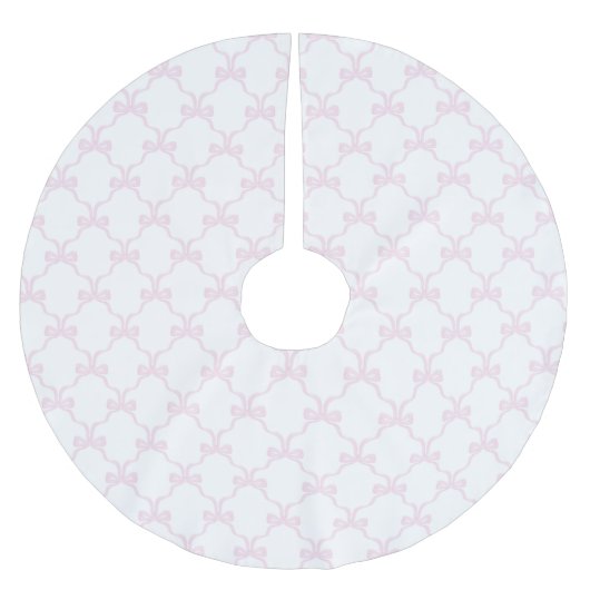 Grandmillennial Preppy Pink Ribbonerie Bow Trellis Polyester Weihnachtsbaumdecke (Vorderseite)